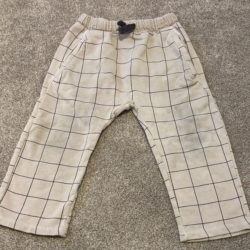 Zara Kids Tan Grid Pattern Pants